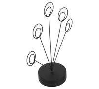 PACKOVE -Shaped Metal and MDF Card Display Stand with Five Clip Tree Structure, Sturdy Design for Workspace and Reception Desk, Elegant Minimalist Memo and Note Holder