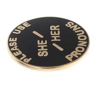 PACKOVE She/Her Pronoun Brooch Pin, Black Alloy Gender Label Badge, Circular Hard Button Brooch for Women and Adults, Gender Identity Accessory, Vintage Style Ornament