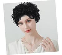 PACKOVE Short Curly Wig for Women with Soft Bangs Breathable Lightweight Synthetic Hair Adjustable Fit Pixie Cut Layered Wavy Style for Daily Casual and Party Use
