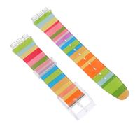 PACKOVE Silicone Replacement Watch Band with Time-Saving Buckle for Women and Men Compatible with Swatch 19Mm Triangular Rainbow Colour for Active and Daily Use