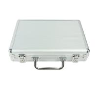 PACKOVE Silver Aluminum Poker Cards Storage Box with Wooden Handle Carrying | Sturdy Load Bearing Design, Protects Cards, Convenient Portable Container, Simple Stylish Elegant Look