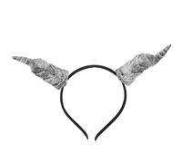 PACKOVE Silver Devil Horn Headband for Halloween Cosplay Party with Comfortable Fit and Quick Transformation Pu Material Gothic Realistic Design Festival Headpiece for Adults