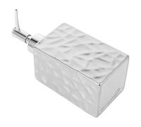 PACKOVE Silver Hammered Square Ceramic Press Pump Bottle for Shampoo, Conditioner, Lotion - Refillable Dispenser for Bathroom and Hotel Use