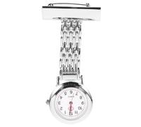 PACKOVE Silver Nurse Fob Watch with Dual Calendar Clip Lapel Pocket Watch for Medical Staff Lightweight Durable with Upside Down Dial for Easy Reading
