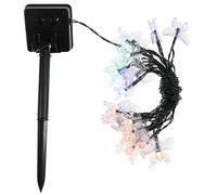 PACKOVE Solar Butterfly String Lights with 20 LED Lamp Beads, Colourful Plastic Material, Different Lighting Settings, for Balcony and Exterior Home Night Decoration