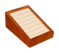 PACKOVE Solid Wood Jewelry Rings Display Tray with Grooved Holder for Secure Storage and Showcase Space-saving Organizer for Retail Counters and Home Decoration