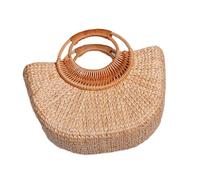 PACKOVE Spacious Practical Moon Shape Straw Bag for Women, Fashionable Handheld Tote Suitable for Daily Life and Working, Lightweight Seasons Summer Woven Handbag