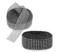 PACKOVE Sparkling Rhinestone Mesh Ribbon Lightweight and Easy to Apply 8 Rows 2 Rolls Self-Adhesive Resin Gems Decorative Wrap for Shower and Crafts
