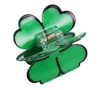PACKOVE St Patrick's Day Shamrock Hair Clip for Women Green Four Leaf Clover Hair Claw Durable PVC with Secure Grip Festive Irish Party Barrettes for Teens and Adults
