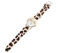 PACKOVE Stainless Steel Cat Pattern Watch with Leopard Print Leather Strap Children’s Unique Metal Wristwatch for Boys and Girls Casual Everyday Wear