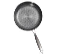 PACKOVE Stainless Steel Frying Pan with Integrated Moulding with Honeycomb Bottom Small Steak Pan Easy to Clean for Camping and Picnic for Outdoor Cooking