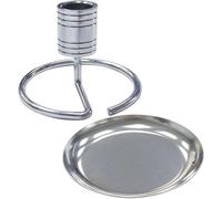 PACKOVE Stainless Steel Moxa Stick Storage Base with Heat-Resistant Round Tray and Stable Base, Portable Moxa Roll Rack for Indoor Use,