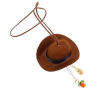 PACKOVE Tibetan Style Cowboy Hat Car Pendant Charm, Brown Felt Hanging Ornament with Handcrafted Decorative Knot for Rearview Mirror Auto Interior Decoration