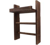PACKOVE Towel Rack with Storage Coffee Holder Space Shelf Saving Wooden Multi-layer Wall Mounted for Bathroom Home Toilet