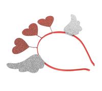 PACKOVE Valentine Heart Headband for Adults Comfortable Fashion Hair Accessory with Three Pink Red Hearts Design for Party Festival Daily Wear and