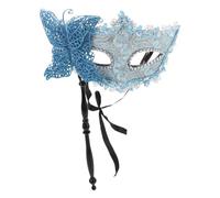 PACKOVE Venetian Dragon Butterfly Halloween season with Stick Handheld | Plastic and Fabric Build, Reusable Portable Accessory, Blue Oriental Motif for Christmas Costume Parties