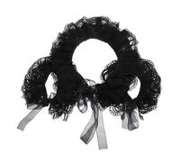 PACKOVE Victorian Lace Collar and Wrist Cuffs Set Gothic Renaissance Neck Ruffle Collar for Women Drama Theme Parties Wedding Dress Accessories Black Lace