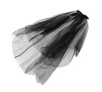PACKOVE Vintage Black Ghost Bride Veil with Bow Tie Ribbon and Tiara Dark Halloween Headdress for Costume and Party Elegant Gothic Hair Accessory for Women
