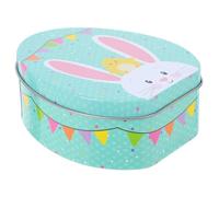 PACKOVE Vintage Easter Egg Tinplate Box for Candy Storage and Party Decoration Cute Bunny Print Treat Box for Cookies and Sweets Festive Storage for Easter Celebrations