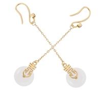 PACKOVE Vintage Jade Dangle Earrings for Women, Alloy Drop Earrings Double Happiness Design, Long Tassel Jewelry for Elegant Occasions Random Style