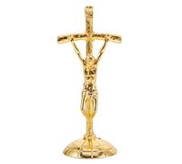 PACKOVE Vintage Style Metal Jesus Statue Crucifix with Adhesive Base Zinc Alloy Christian Home Decoration and Car Dashboard Decor for Church Supplies