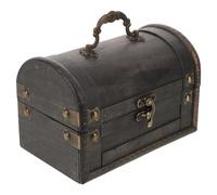 PACKOVE Vintage Wooden Treasure Chest with Antique Handle Sturdy Solid Wood Jewelry Box with Lid Decorative Keepsake Storage Case for Pirate-themed Parties Classroom Prizes and Halloween