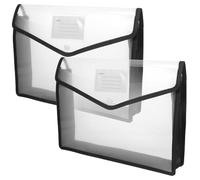 PACKOVE Waterproof A4 File Folder with Snap Button, Document Organizer Bag for Office, Receipt and Contract Storage, 2pcs White Horizontal Filing Pouches