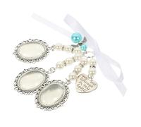 PACKOVE Wedding Bouquet Photo Charms with Pearl Heart Pendant Glass Frame for Memorial Memory DIY Jewelry Craft Keepsake