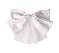 PACKOVE White Bridal Bow Headband Wedding Hair Clip Large Satin Knot Hair Accessory for Brides Party Decoration Headpiece