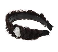 PACKOVE Wide Braid Messy Hair Hoop Fishtail Braided Hairpiece Black Braided Style Natural Integration Rhinestones Fashion Hair Accessories for Women Daily Use Valentines Present