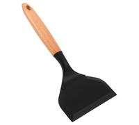 PACKOVE Wide Silicone Spatula Egg Flipper Long Handle Spatula for Kitchen Use Black Silicone with Wooden Handle Smooth Edges Scraping Tool for Home Cooking and Nonstick Pans