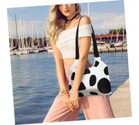 PACKOVE Women Canvas Tote Bag with Unique Cow Smile Pattern Large Lightweight Shoulder Handbag with Inner Pocket for Shopping Work and Casual Use