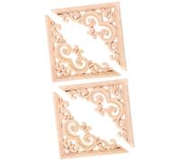 PACKOVE Wood Carving Applique Set 4Pcs Unpainted 10X10Cm Wooden Craft Decals for Cabinet and Corner Furniture DIY Projects