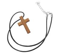 PACKOVE Wooden Cross Necklace for Men and Women - Christian Crucifix Pendant on Cord, Olive Wood Religious Jewelry for Prayer, Baptism, Church Wear, Unisex