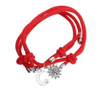 PACKOVE Woven Moon and Star Charm Bracelets for Women, 2pcs Red Wrist Rope Set for Friendship, Couples, Valentine’S Day
