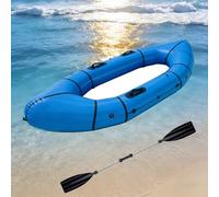 Packraft Inflatable Dinghy - Lightweight Blow Up Kayak, PVC Construction, Rapid Inflate, For Bicycle Drifting, Flat Water Rafting, And Lake Fishing Adventures(Blue)