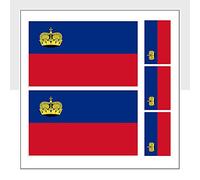 Packwith Mixed Pack of 5 Liechtenstein Flag Sticker Waterproof LIE Labels for Bike Van Helmet iPad Window Fridge and Art Works P1097 (5 Stickers Mixed Pack A)
