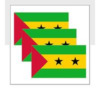 Packwith Sao Tome & Principe Flag Car Stickers Pack of 3 (100 x 60 mm) STP Labels for Bike Van Helmet P1189