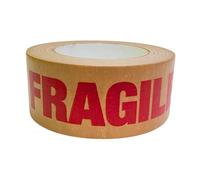 PACKY® 1 Roll Fragile Kraft Paper Tape 50mm x 50m - Heavy-Duty Brown Self-Adhesive Packaging Tape for Fragile Items Eco-Friendly Recyclable Easy Tear for Safe Shipping & Parcel Wrapping