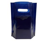 PACKY® 100 Navy Blue Plastic Carrier Bags 15" x 18" + 3" Patch Handle Carrier Bags for Shopping Reusable Retail Market Traders Fashion Groceries Gift Boutique Supermarket Cash N Carry Business Stall
