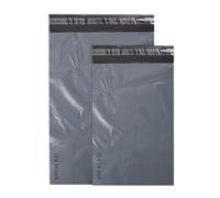 PACKY 50 Mixed Size Grey Mailing Bags, Self Seal Postage Bags 2 Sizes 25 of Each Strong Waterproof Poly Plastic Envelopes for Parcels, Packaging, Small, Medium, Large Mail, Shipping Delivery Bags