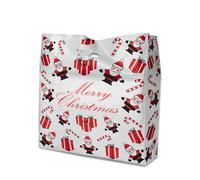 PACKY® 500 Christmas Plastic Carrier Bags 10" x 12" + 4" Patch Handle Carrier Bags for Shopping Reusable Retail Market Traders Fashion Groceries Gift Boutique Supermarket Cash N Carry Business Stall