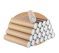 PACKZONE A3 Postal Tubes with Lids - Pack of 5 Heavy-Duty Cardboard Tube for Mailing Posters, Documents & Artwork, Packaging Roll with Plastic End Caps - Parcel, Posting & Shipping Tubes