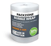 PackZone Bubble Wrap 300mm x 25m Roll | Premium Quality Large Polythene Bubble Wrap | Strong Protective Packing Material for Moving House & Shipping