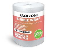 PackZone Bubble Wrap Roll 500mm X 70m Premium Quality Large Polythene Wrap for Moving House, Packing Boxes, Shipping & Storage, Heavy-Duty Eco Bubble roll for Office and Industrial Use