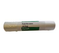Paclan Light Duty Bin Bags 10 L White PE (Polyethylene) 8 microns Pack of 100
