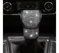 PACLVIO Bling Bling Auto Gear Shift Knob Cover, Car Shifter Covers, Car Knob Gear Stick Protector with Crystal Glitter Bling Rhinestones, Auto Interior Accessories Universal for Most Cars (White)