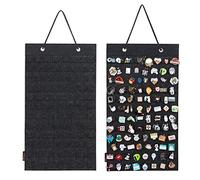 PACMAXI Hanging Brooch Pin Organizer, Display Pins Storage Case, Brooch Collection Storage Holder, Holds Up to 96 Pins.(Not Include Any Accessories) (S-96 Slots, Black)