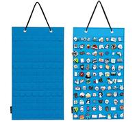 PACMAXI Hanging Brooch Pin Organizer, Display Pins Storage Case, Brooch Collection Storage Holder, Holds Up to 96 Pins.(Not Include Any Accessories) (S-96 Slots, Blue)