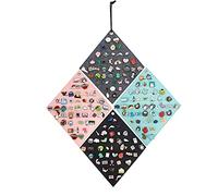 PACMAXI Hanging Brooch Pin Storage Organizer, Wall Display Banners for Enamel Pins, Buttons and Label Collections, Hold Up to 172 Pins 4 Pieces, Gemstone, Green,Grey